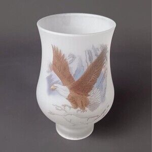 Glass Lamp Globe 2.25 In Base Fitter 6 In Height Frosted Art Glass Bald Eagle